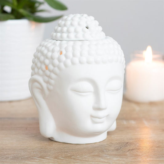 WHITE BUDDHA HEAD OIL BURNER